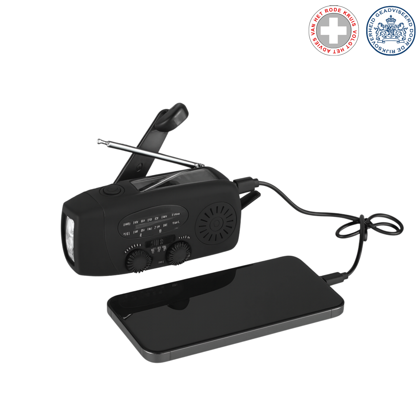 Noodradio met Zonnepaneel en USB-C Powerbank