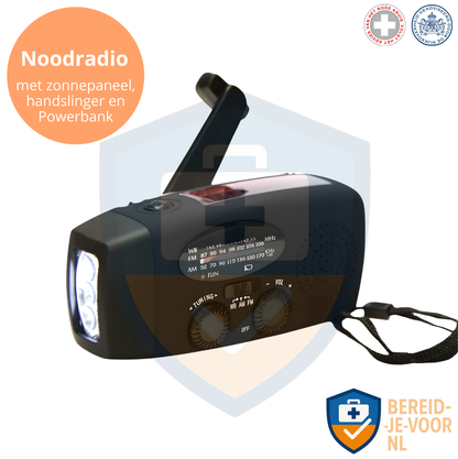 Noodradio met Zonnepaneel en USB-C Powerbank