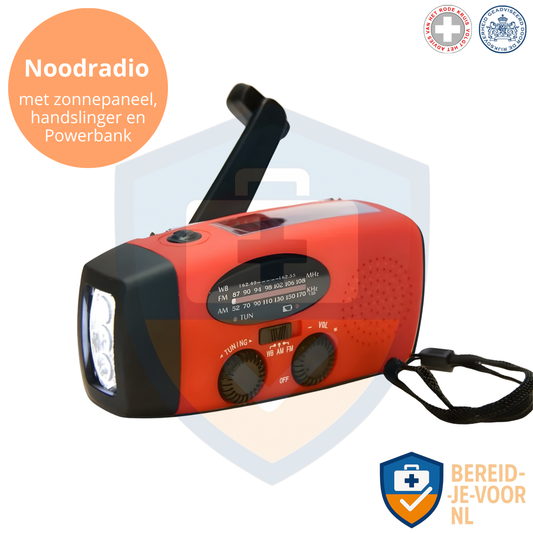 Noodradio met Zonnepaneel en USB-C Powerbank